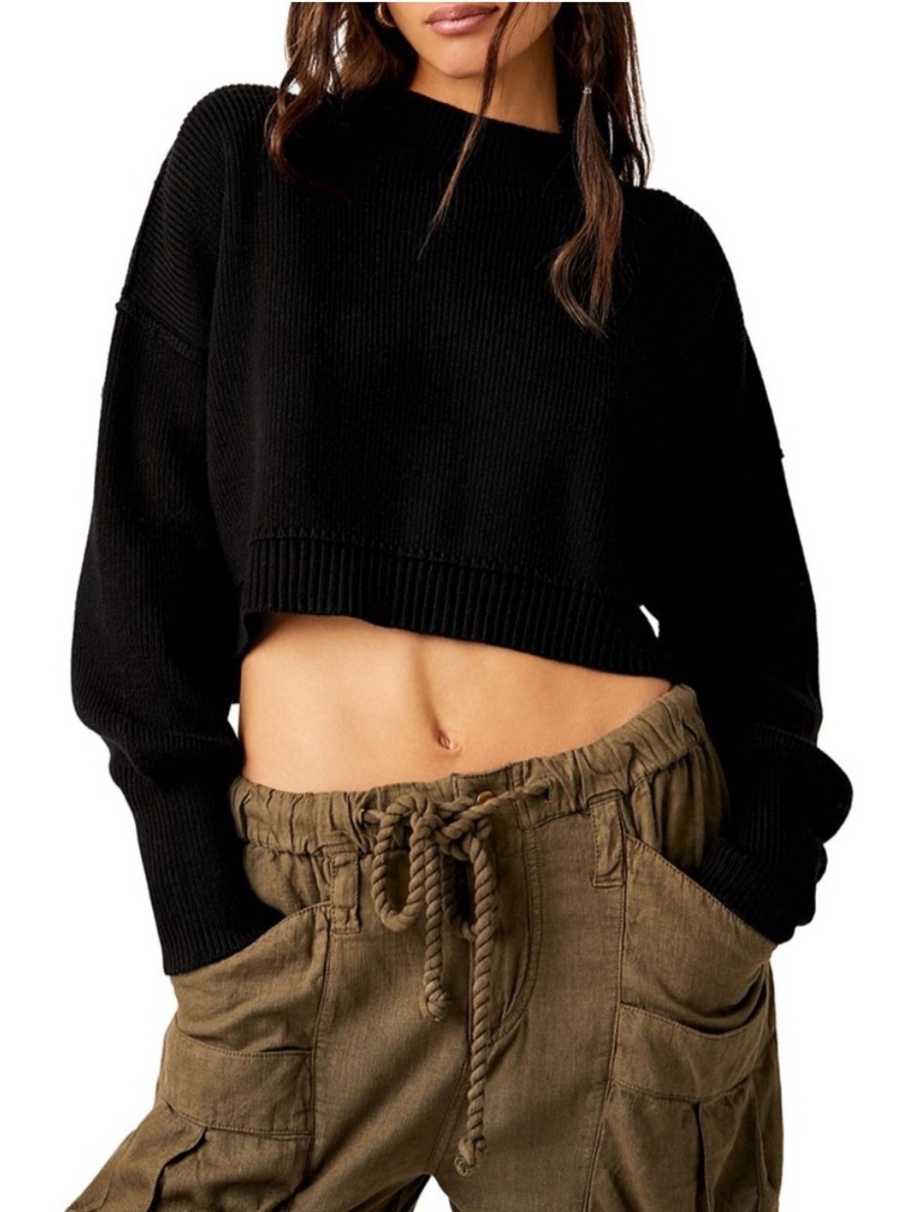 Free People Easy Street Crop Pullover size L